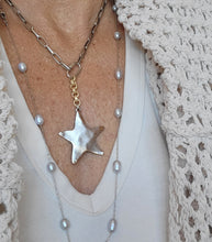 Load image into Gallery viewer, ⭐GOLD STAR & Baroque Pearls (GRAY & WHITE) & Satin Gold Toggle
