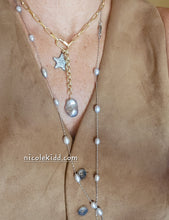 Load image into Gallery viewer, ⭐GOLD STAR & Baroque Pearls (GRAY & WHITE) & Satin Gold Toggle
