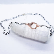 Load image into Gallery viewer, Rosegold Micro Pavé CZs Lobster on Antique Paperclip