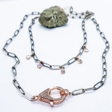 Load image into Gallery viewer, Antique Silver Paperclip with Rosegold Clasp