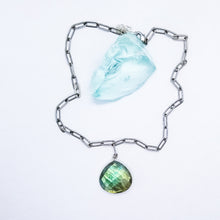 Load image into Gallery viewer, Labradorite Tear Drop on Antique Silver Paperclip