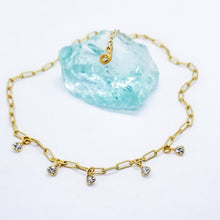 Load image into Gallery viewer, Gold Paperclip with CZ charms