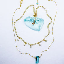 Load image into Gallery viewer, Aqua blue quartz geometry on gold (+ London Blue)