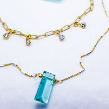 Load image into Gallery viewer, Aqua blue quartz geometry on gold (+ London Blue)
