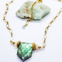 Load image into Gallery viewer, Labradorite Gold Shield with Opals