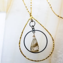 Load image into Gallery viewer, Milk and Honey Moonstone Tear Drop Necklace (Gold & Oxi Silver)