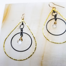 Load image into Gallery viewer, Milk and Honey Moonstone Tear Drop Necklace (Gold & Oxi Silver)