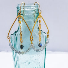 Load image into Gallery viewer, Labradorite Gold Hoop Dreams