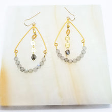 Load image into Gallery viewer, Labradorite Gold Hoop Dreams