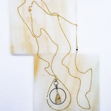 Load image into Gallery viewer, Milk and Honey Moonstone Tear Drop Necklace (Gold & Oxi Silver)