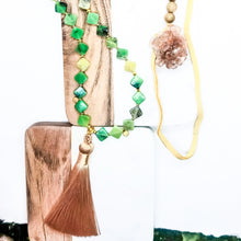 Load image into Gallery viewer, Chrysoprase Sandalwood Mala (Deer Leather)