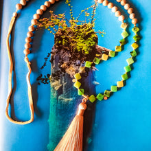 Load image into Gallery viewer, Chrysoprase Sandalwood Mala (Deer Leather)