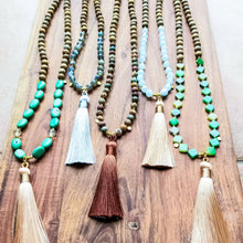 Load image into Gallery viewer, Transformation: Labradorite Sandalwood Mala (Deer Leather)