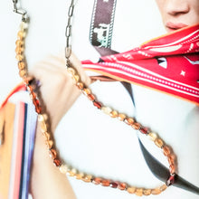 Load image into Gallery viewer, Hessonite Garnet on Antique Silver Paperclip (Red & Orange)