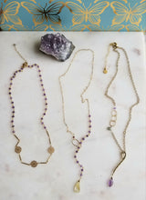 Load image into Gallery viewer, Amethyst Delicacies on Gold (Lariat Minimalist Purple💜 Aquarius)