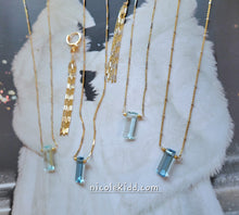 Load image into Gallery viewer, Aqua blue quartz geometry on gold (+ London Blue)