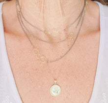 Load image into Gallery viewer, Bella Classico: Gold Circles on Oxi Silver Chain (long)