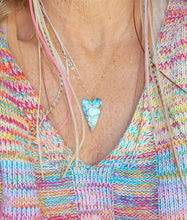 Load image into Gallery viewer, Turquoise Heart Talisman II on Gold (Kingman Turquoise with Bronze & Amazonite)