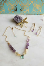 Load image into Gallery viewer, Calming Trio: Amethyst Citrine Fluorite Elegance (Purple 💜 Green Yellow)