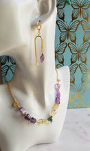 Load image into Gallery viewer, Calming Trio: Amethyst Citrine Fluorite Elegance (Purple 💜 Green Yellow)