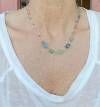 Load image into Gallery viewer, Fluorite nuggets on gold (Blue & Green)