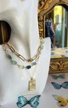 Load image into Gallery viewer, Fluorite nuggets on gold (Blue & Green)