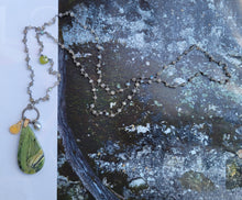 Load image into Gallery viewer, Imperial Green Opals on Labradorite Rosary (Fire Opal)