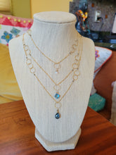 Load image into Gallery viewer, Hoop Gem Classico: Gold Circles on Gold with Moonstone (Blue Topaz)