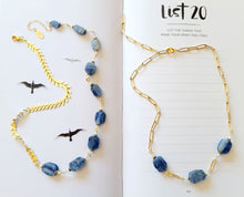 Load image into Gallery viewer, Kyanite Chevron: Denim-blue Kyanite ovals on gold chevron