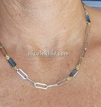 Load image into Gallery viewer, Kyanite Modern: Modern Silver Paperclip with Kyanite Baguettes
