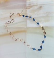 Load image into Gallery viewer, Denim-blue Kyanite nuggets on gold