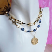 Load image into Gallery viewer, Denim-blue Kyanite nuggets on gold