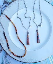 Load image into Gallery viewer, Maligano Jasper Triangle on Antique Silver Paperclip