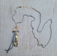 Load image into Gallery viewer, Maligano Jasper Rectangle on Antique Silver (LONG chain) 🍂