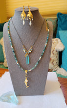 Load image into Gallery viewer, Roman Mermaid: Recycled Roman Glass with Mermaid 🧜♀️ (Gold & Blues & Pearl)