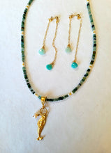 Load image into Gallery viewer, Roman Mermaid: Recycled Roman Glass with Mermaid 🧜♀️ (Gold & Blues & Pearl)