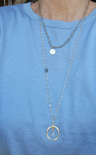 Load image into Gallery viewer, Intuition: Moonstone ๐in Circle on Gold (LONG chain)  (White and Gold)