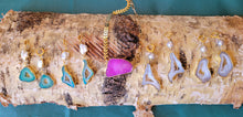 Load image into Gallery viewer, Rainbow 🌈Agate Slice Druzy on Pearls  (Blue, Turquoise, Green, Pink, Gray)