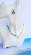 Load image into Gallery viewer, Summer Gold Lore (Turquoise & White & Silver Freshwater Pearls 🦪)