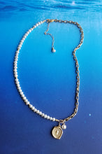 Load image into Gallery viewer, Summer Gold Lore (Turquoise & White & Silver Freshwater Pearls 🦪)