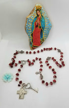 Load image into Gallery viewer, Radiate your Inner Madonna🙏📿: VIDA & Footprints 👣 in the Sand Rosary (Red & Silver)