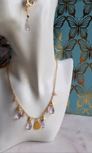 Load image into Gallery viewer, Amethyst Triangles on Gold (Purple💜 Aquarius ♒️)