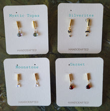 Load image into Gallery viewer, Gemstone Gold Bar Stud Earrings