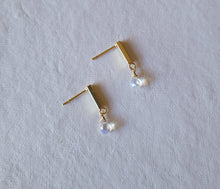 Load image into Gallery viewer, Gemstone Gold Bar Stud Earrings