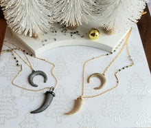 Load image into Gallery viewer, Crecsent Moon & Micro-Pavé Tusk Duo (Layering Magic: Rosegold, Gold, Silver)