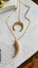 Load image into Gallery viewer, Crecsent Moon & Micro-Pavé Tusk Duo (Layering Magic: Rosegold, Gold, Silver)