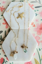 Load image into Gallery viewer, Elephant 🐘 Circle of Love: Golden Paperclip with Moonstone (green Fluorite/ purple Amethyst)