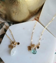 Load image into Gallery viewer, Elephant 🐘 Circle of Love: Golden Paperclip with Moonstone (green Fluorite/ purple Amethyst)