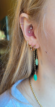 Load image into Gallery viewer, Stone of Venus: Green Chrysoprase on Gold Threaders ❤ (Minimalist)