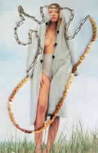 Load image into Gallery viewer, Hessonite Garnet on Antique Silver Paperclip (Red & Orange)